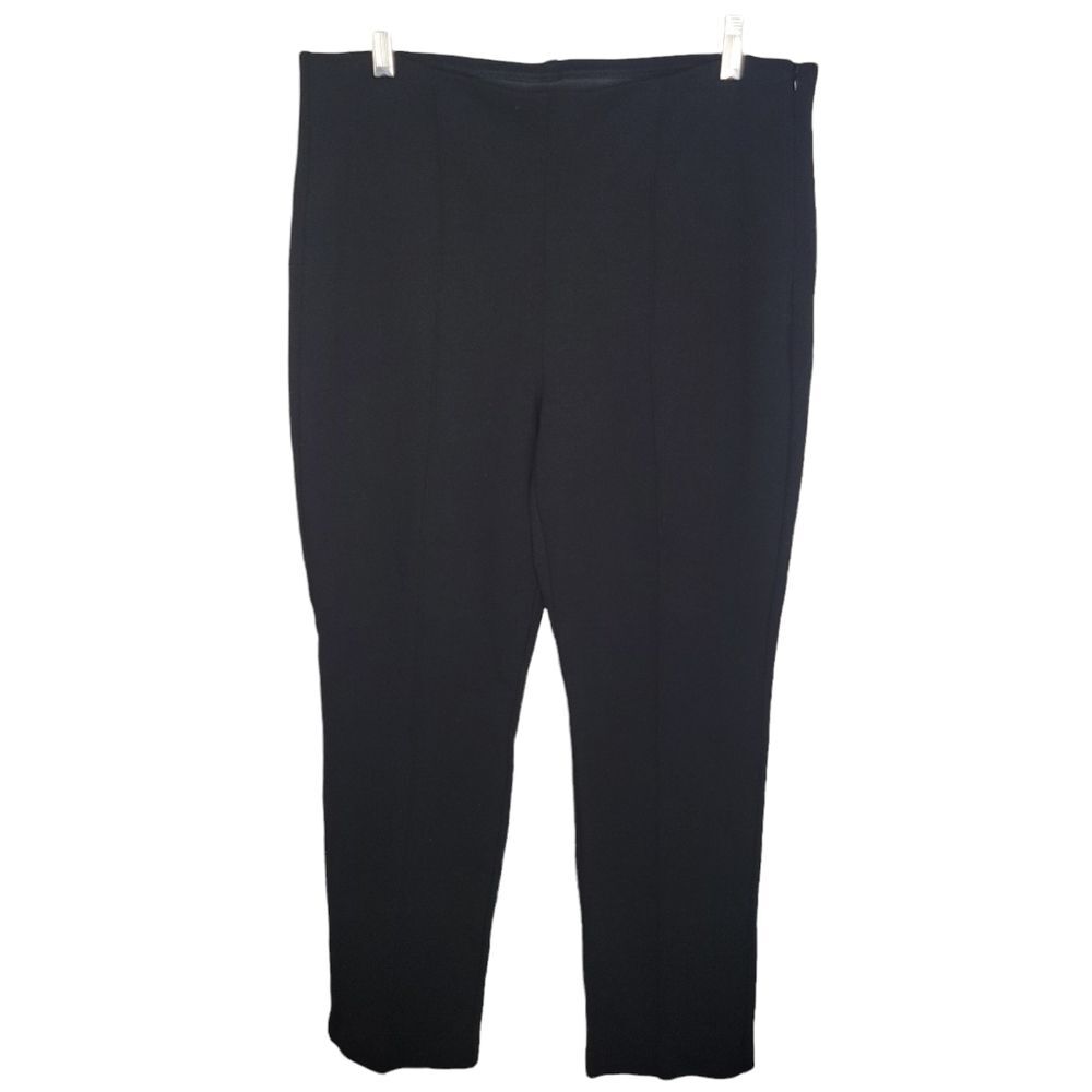 Chico's black ponte knit straight leg pull-on pants size 2 (large/12) petite